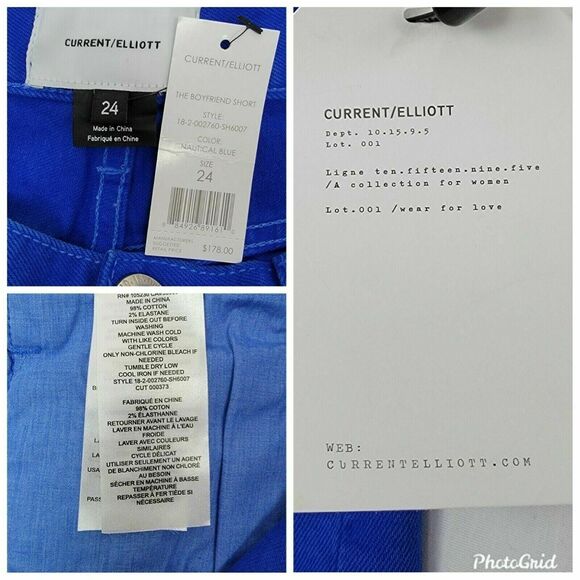 Current Elliott The Boyfriend Short Womens Sz 24 Nautical Blue Mid Rise Cut Off - Picture 5 of 5